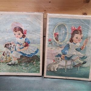 Vintage Helen Pessl 1957 Girl and Dog Puzzle Set still in packaging